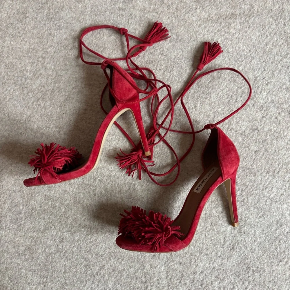 Steve Madden Red Suede Heels - Picture 2 of 7